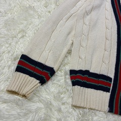 メンズ　カーディガン　リブ編み　Mサイズ　白　ホワイト　冬服の画像