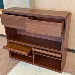 【引き取り限定】木製カウンター下収納/伸縮ラック/フラップドア/北欧風の画像