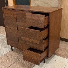 🤝取引中【引き取り限定】木製チェスト/見開き収納2段付き/北欧風の画像