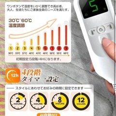新品 電気毛布 掛け敷き兼用 188×130cm 3分速暖 電気ブランケットの画像