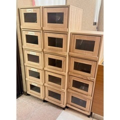 【引き取り限定】木製シューズBOX/靴箱/フラップドア式/８点セットの画像