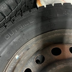 2024製　バリ山　使用少し　　155/65R13ス　スタッドレス ホイール付き(スズキ系)4本の画像