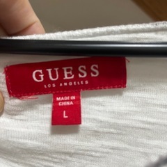 Lサイズ GUESS LOS ANGELES ロゴプリント長袖Tシャツ ホワイトの画像
