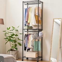 ハンガーラック　2段　キャスター付きの画像