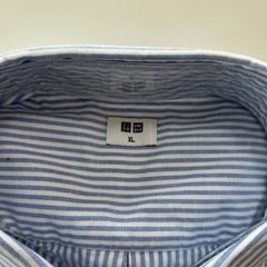 未使用UNIQLOユニクロオックスフォードストライプシャツ長袖長袖ボタンダウンシャツ長袖ワイシャツ長袖カジュアルシャツ長袖メンズシャツ長袖シャツトップス紳士服ライトブルー水色系ストライプ綿コットン100％XLチェスト104～112センチメンズmen男性用紳士の画像