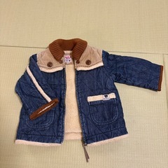 ミキハウス　ダブルビー　中綿ジャケット デニム ボア 80cmの画像