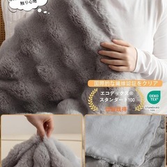 電気毛布 掛け敷き兼用 190×130cm リバーシブル 丸洗い ライトグレーの画像