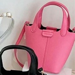 バケツ型 PUレザー ハンドバッグの画像