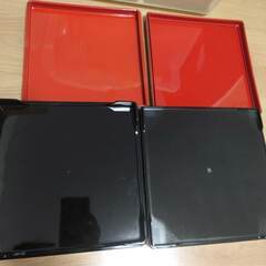 漆器重箱 赤黒デザイン文箱 2種類 1重箱の画像