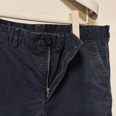 【メンズ・GU】綿パン　長ズボン　10分丈　チノパン　ブラック　85㎝の画像