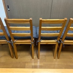 ナチュラル木目のダイニングテーブル＆チェア4脚セット（118×75×高さ73.5cm） の画像