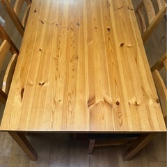 ナチュラル木目のダイニングテーブル＆チェア4脚セット（118×75×高さ73.5cm） の画像