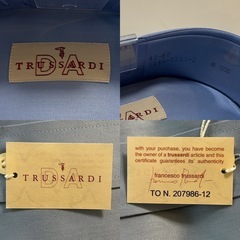 未使用TRUSSARDI トラサルディ  ■種類 長袖ワイシャツ 長袖メンズシャツ 長袖シャツ トップス 紳士服  ■カラーデザイン レギュラーカラー  ■カラーライトブルー水色系青色系無地綿100％襟回り42-ゆき80メンズmen男性用紳士製品タグ袋の画像