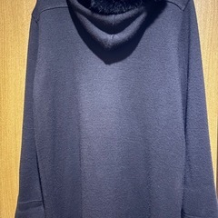 お値下げ中‼️　ニットコート　ウール混　フード　黒　の画像