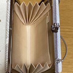 【美品/長期保管品/お引取限定】■和装クラッチバッグ■パーティバッグ■ホワイト■チェーン付き■の画像
