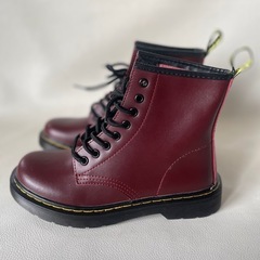 合成皮革 冬用 レディース ブーツ スノーブーツ 24㎝ 赤茶色 スケルトン ゴム底 未使用自宅保管品  の画像