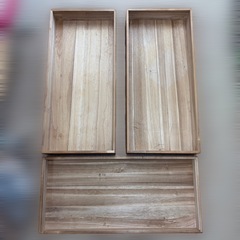 【多用途】木製スタッキング収納箱 3段／トレー型引き出し／角金具・取っ手付き／着物・たとう紙・衣類・書類・工具・おもちゃ・クラフト・キャンプギアの整理に／和モダン×ナチュラル／和室洋室OK／ローテーブル・ベンチ代用にもの画像