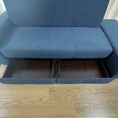 3人掛けソファベッド(ニトリ、オットマン 収納付き)の画像