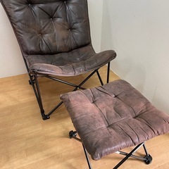 キャンプチェア　椅子　オットマン付き　折り畳み式の画像