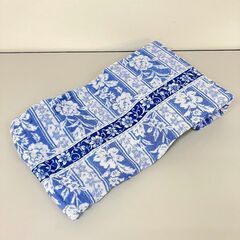 stp-3550　京都西川　タオルケット　シングルサイズ　140×190cm　ローズサラサ　綿100%　ブルー　花柄　肌掛け　寝具の画像