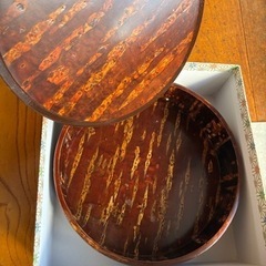 桜皮細工 お盆＆菓子入れセットの画像