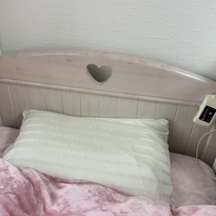 女の子が喜ぶ　ナチュラル木目調　シングルベッド　ベッド＋マットレス　状態美品の画像