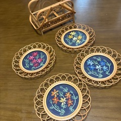 ガラスと竹素材のコースターせっとセットの画像