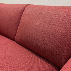 stp-3554　2人掛けソファ　赤　オットマン付き　幅140cm　2Pソファ　ファブリック　ソファー　コンパクト　ローソファ　低め　レッドの画像