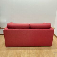 stp-3554　2人掛けソファ　赤　オットマン付き　幅140cm　2Pソファ　ファブリック　ソファー　コンパクト　ローソファ　低め　レッドの画像