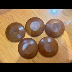 木製 茶托 5枚セット 和風 漆調 来客用 小皿 茶色 天然木の画像
