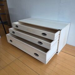 未使用訳あり 桐箪笥 3段 天然木 チェスト たんす キャスター付き　和ダンス 和タンス 和箪笥 桐タンス 桐たんすの画像