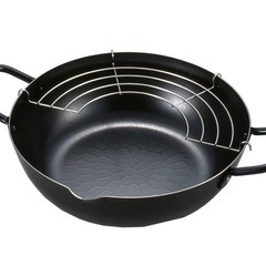 天ぷら鍋 24cm 日本製 ガス火・IH対応 アミ付き 鉄製 箱ありの画像