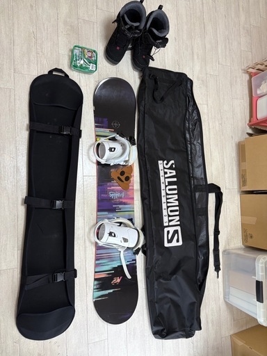 レディース スノーボード一式セット（板k2/ビンディングhead /ブーツsalomon/ケース×2/メンテナンス用品）