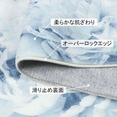 カーペット 円形 150cm 1.5畳 ラグ 花柄 瑩花群薔 ブルーの画像