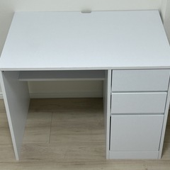 机、ワークデスク 白〈引き出し3段付き〉2023年8月購入・美品　の画像