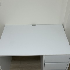 机、ワークデスク 白〈引き出し3段付き〉2023年8月購入・美品　の画像