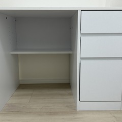 机、ワークデスク 白〈引き出し3段付き〉2023年8月購入・美品　の画像