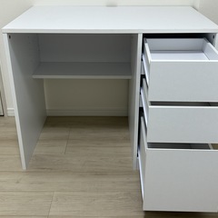 机、ワークデスク 白〈引き出し3段付き〉2023年8月購入・美品　の画像