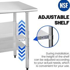 新品　大量在庫　ステンレススチールテーブル 準備&作業用 24 x 30インチ NSF 商業用 高耐久テーブル アンダーシェルフ 亜鉛メッキ脚付き レストラン 自宅 ホテル用の画像