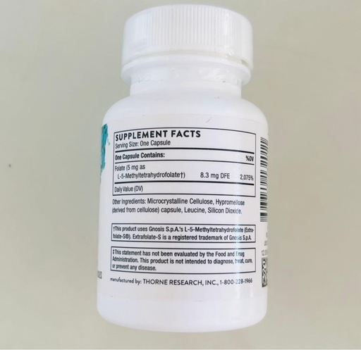 【新品未開封】葉酸 活性型 5mg 60カプセル ソーン サプリメント
