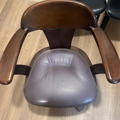 ナガノインテリア　回転ブラウンアームチェア 木製フレームの画像