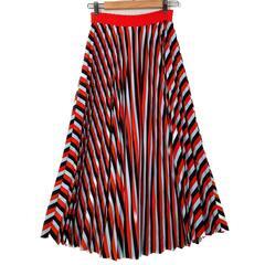 ASAM エイサム ストライプ ロングスカート マルチカラー レディース LL F【古着】【中古】の画像