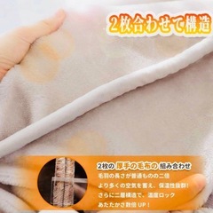 極厚 毛布 シングル 2枚合わせ 蓄熱 140×200 ブラウン 茶色 2個の画像