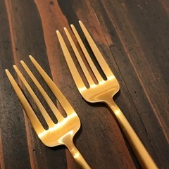 【引取限定】クチポール ムーンマットゴールド デザート スプーンフォークナイフ 6点セットの画像