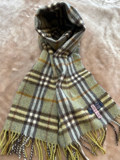 バーバリーBURBERRYカシミヤカシミア100％マフラーストールショールスカーフgreenグリーン緑色系ノバチェックイングランド製イギリス製英国製レディース女性用婦人womenメンズmen男性用紳士