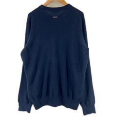 美品 Ampasy アンパスィ ブランドロゴ 秋冬 AW 長袖ニット カシミヤ ダークネイビー メンズ M カシミヤ100  セーター　ゴルフウェア【古着】【中古】の画像