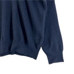 美品 Ampasy アンパスィ ブランドロゴ 秋冬 AW 長袖ニット カシミヤ ダークネイビー メンズ M カシミヤ100  セーター　ゴルフウェア【古着】【中古】の画像