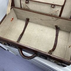 丸井今井 レトロ レザー トランク 幅61×奥行35×高さ19ｃｍ 鍵欠品 スーツケース 鞄 バッグ 旅行カバン 革製 当時物 訳あり現状品 札幌市の画像