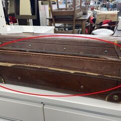 丸井今井 レトロ レザー トランク 幅61×奥行35×高さ19ｃｍ 鍵欠品 スーツケース 鞄 バッグ 旅行カバン 革製 当時物 訳あり現状品 札幌市の画像