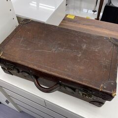 丸井今井 レトロ レザー トランク 幅61×奥行35×高さ19ｃｍ 鍵欠品 スーツケース 鞄 バッグ 旅行カバン 革製 当時物 訳あり現状品 札幌市の画像